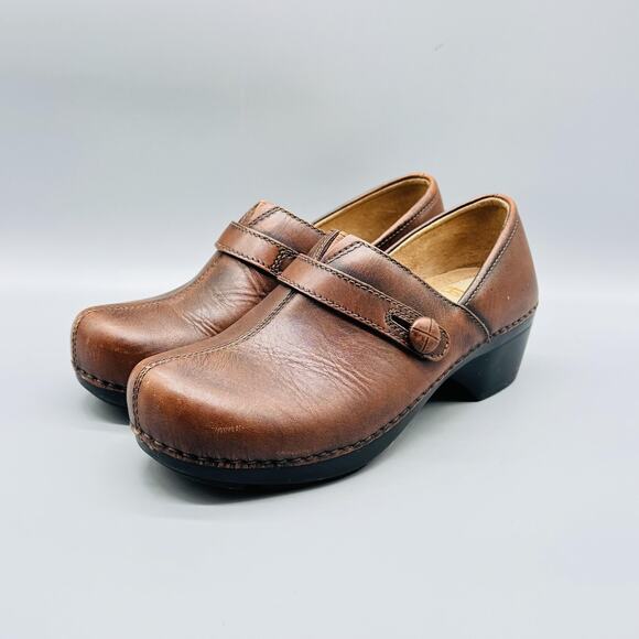 Dansko Shoes Women 8.5 Brown Leather Mary Jane Classic Clog Mule Slip On Comfort - Picture 3 of 11